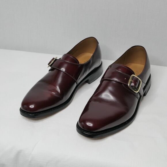 Herring Shoes UK Sz 7F US 8 Cardiff II Cherry Red Glossy Men\'s Strap Gold Buckle main image 5